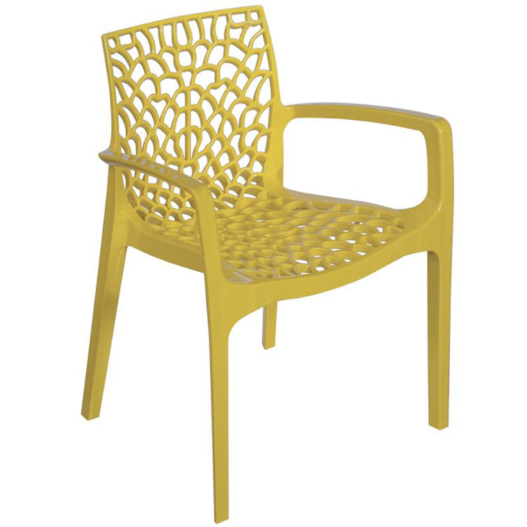 Outdoor Colourful Polypropylene Arm Chair Lattice Design Commercial Furniture