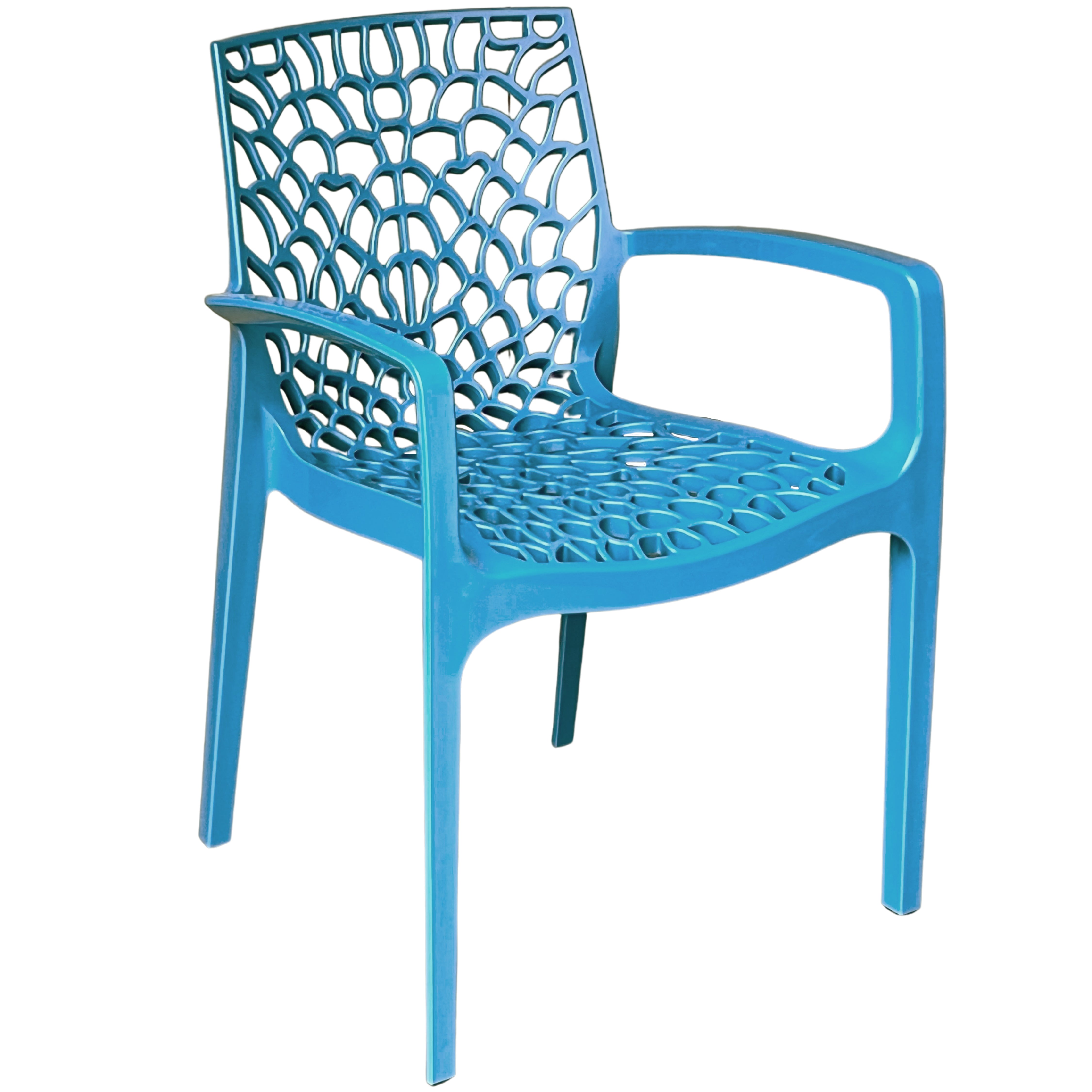 Outdoor Colourful Polypropylene Arm Chair Lattice Design  Commercial Furniture