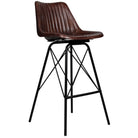 Industrial Bar stool Ribbed Leather