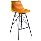 Industrial Bar stool Ribbed Leather